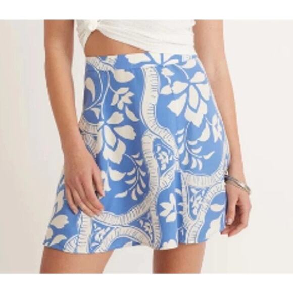 Marine Layer Bonnie Mini Skirt in Blue Tile Print Size 2 - Picture 1 of 6